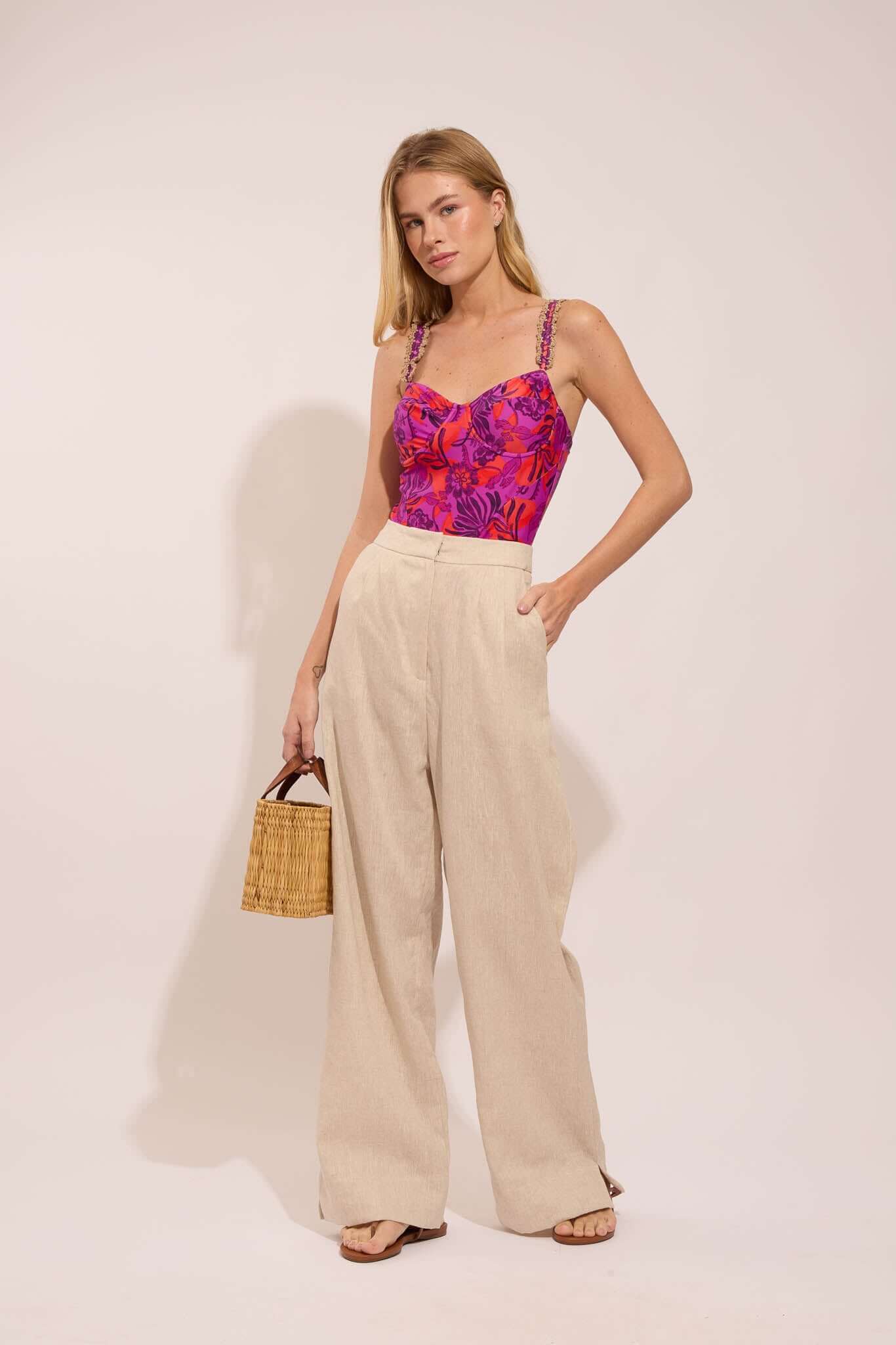 CALÇA MARINA LINHO AREIA