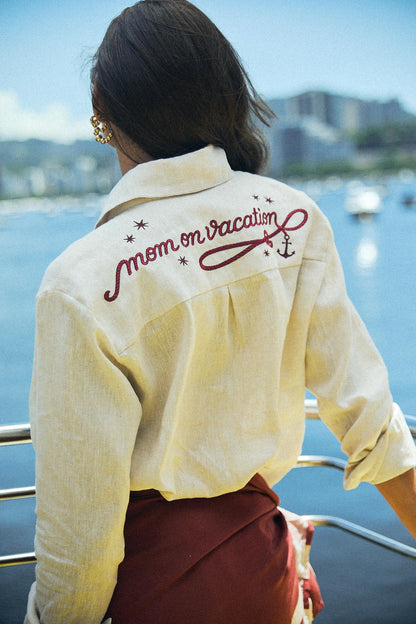 CAMISA MOM ON VACATION LINHO NAUTIC