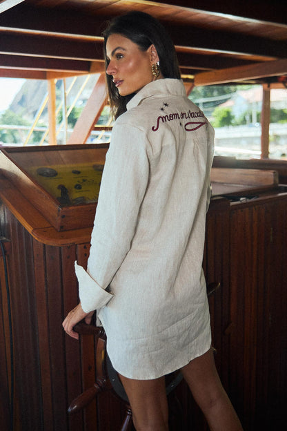 CAMISA MOM ON VACATION LINHO NAUTIC