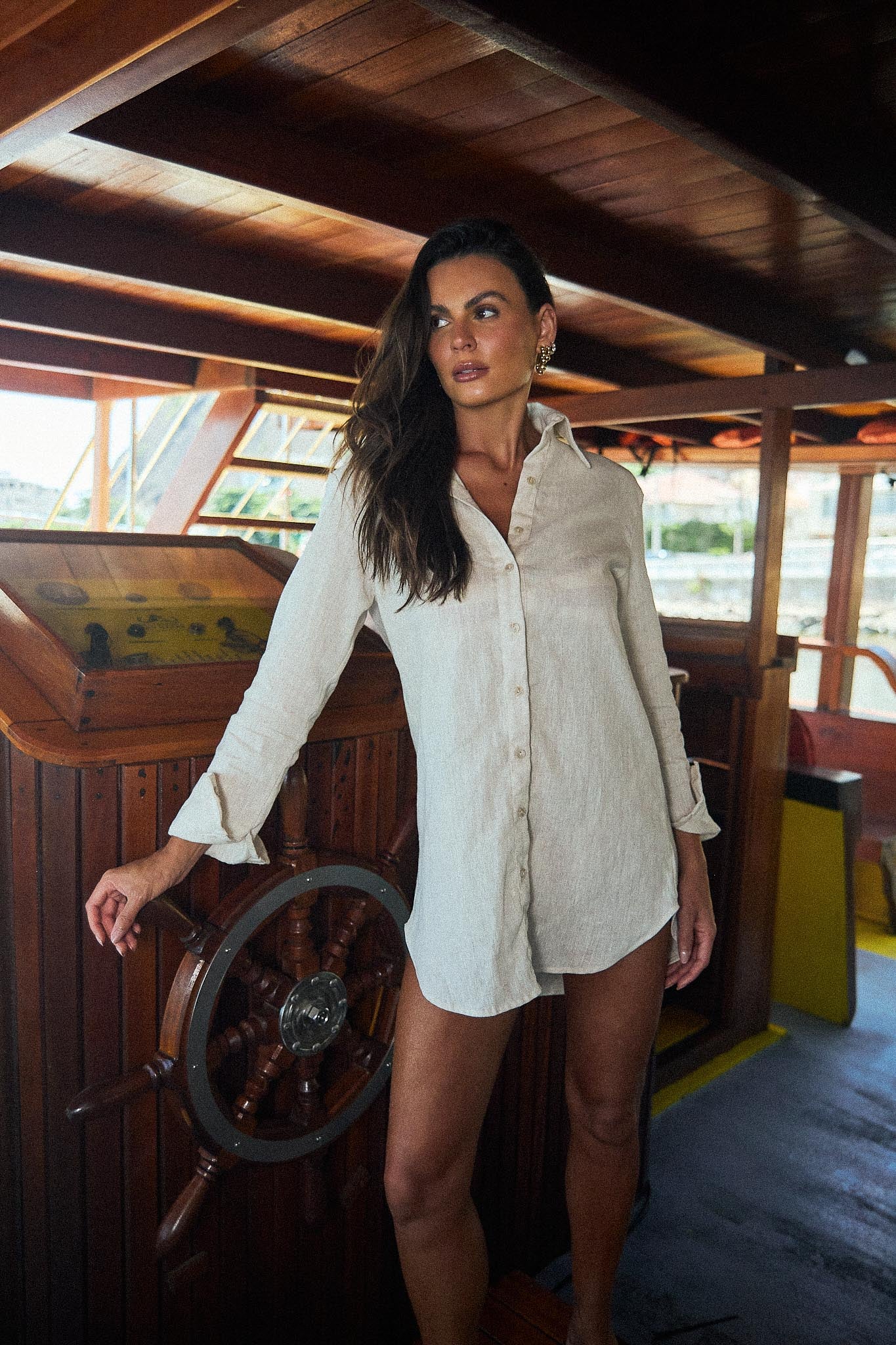 CAMISA MOM ON VACATION LINHO NAUTIC