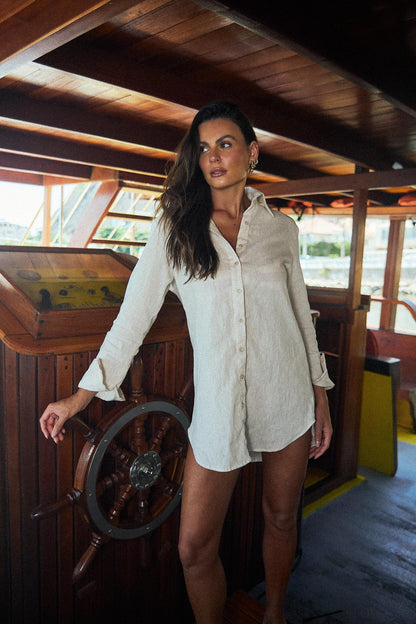 CAMISA MOM ON VACATION LINHO NAUTIC