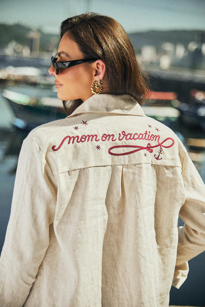 CAMISA MOM ON VACATION LINHO NAUTIC