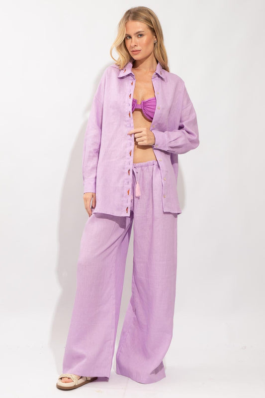 CAMISA ANELISE NADADORAS LINHO VIOLET