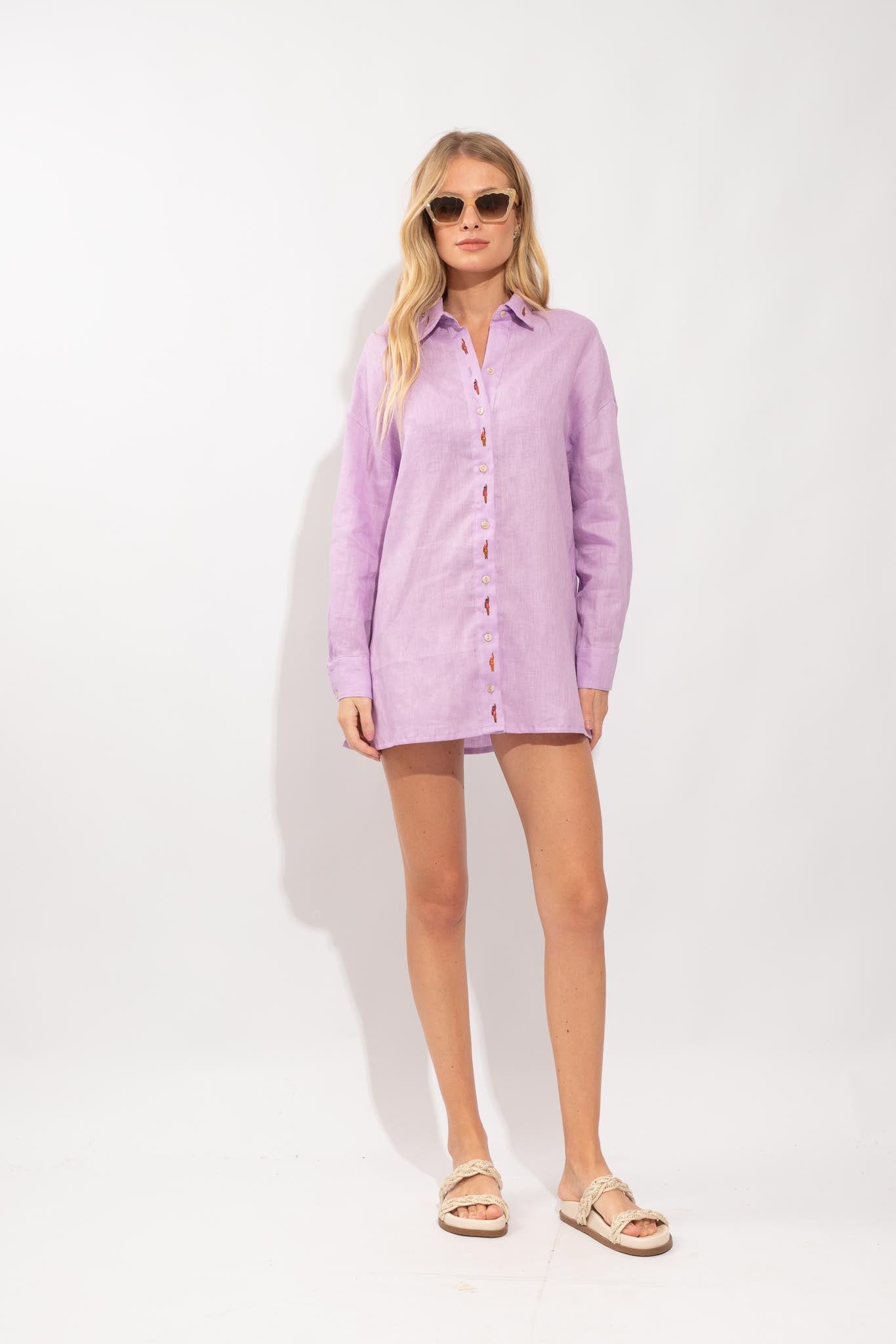 CAMISA ANELISE NADADORAS LINHO VIOLET