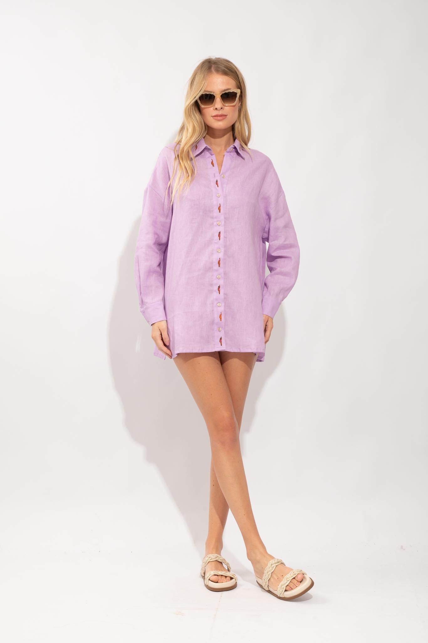 CAMISA ANELISE NADADORAS LINHO VIOLET