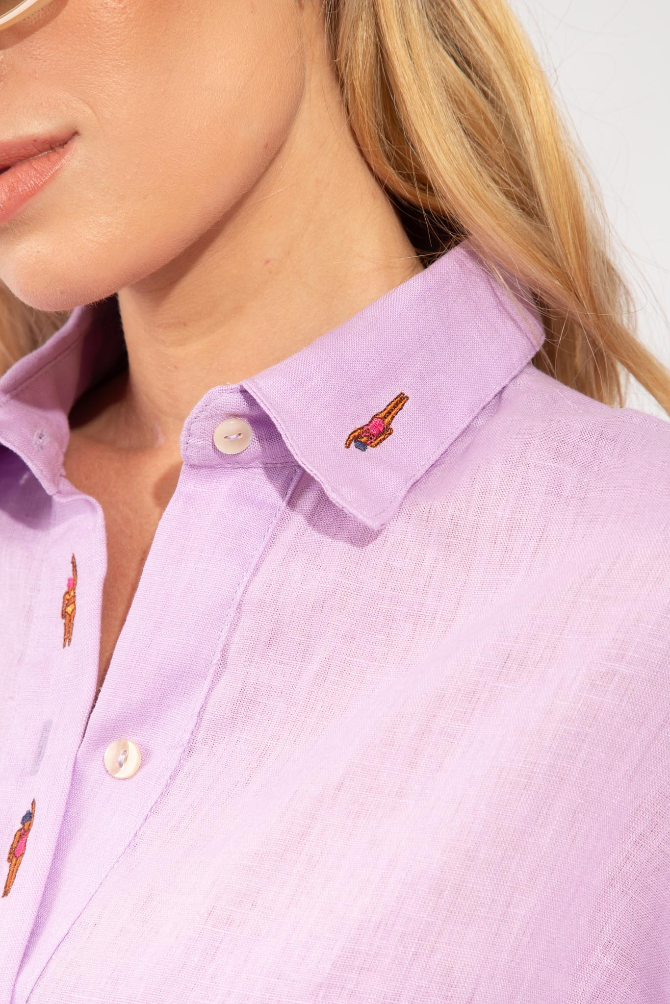 CAMISA ANELISE NADADORAS LINHO VIOLET