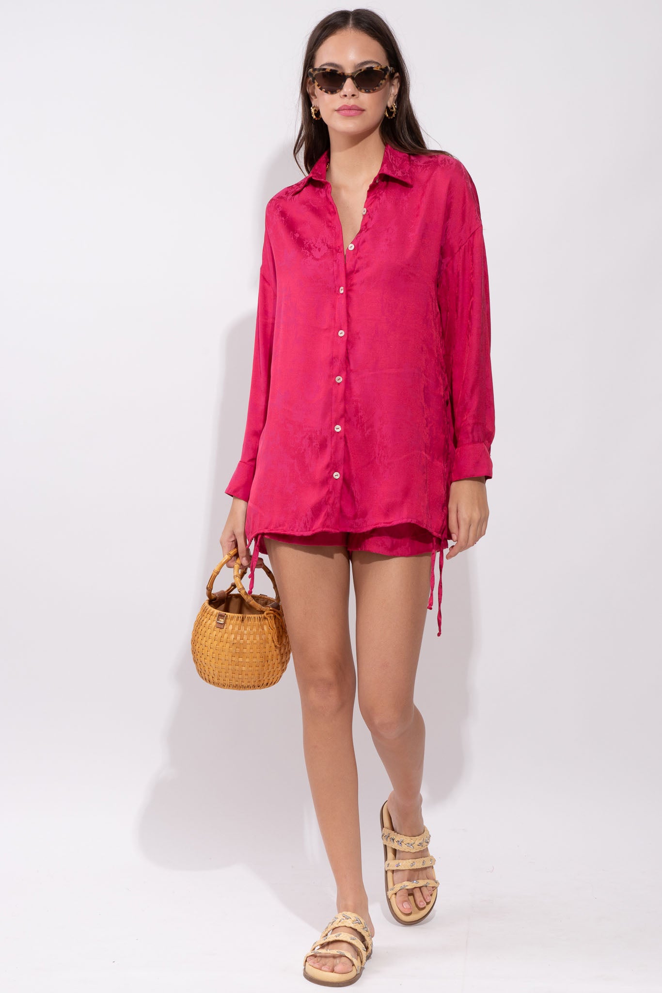 Camisa Anelise Jacquard Rosé