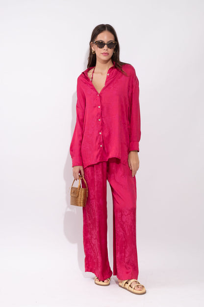 Camisa Anelise Jacquard Rosé