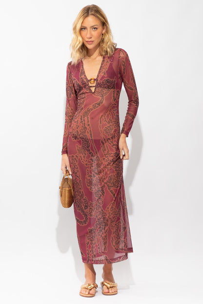 VESTIDO ALEXIA LONGO  ONÇA PINTADA