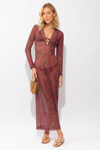 VESTIDO ALEXIA LONGO  ONÇA PINTADA
